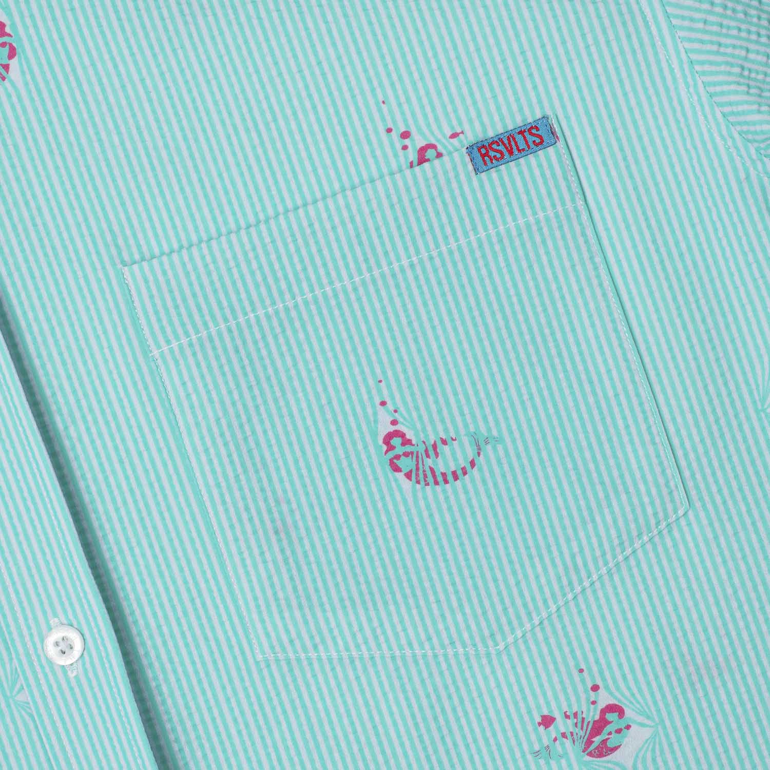 Mermaids – Stretch Seersucker Short Sleeve Shirt - Image 4