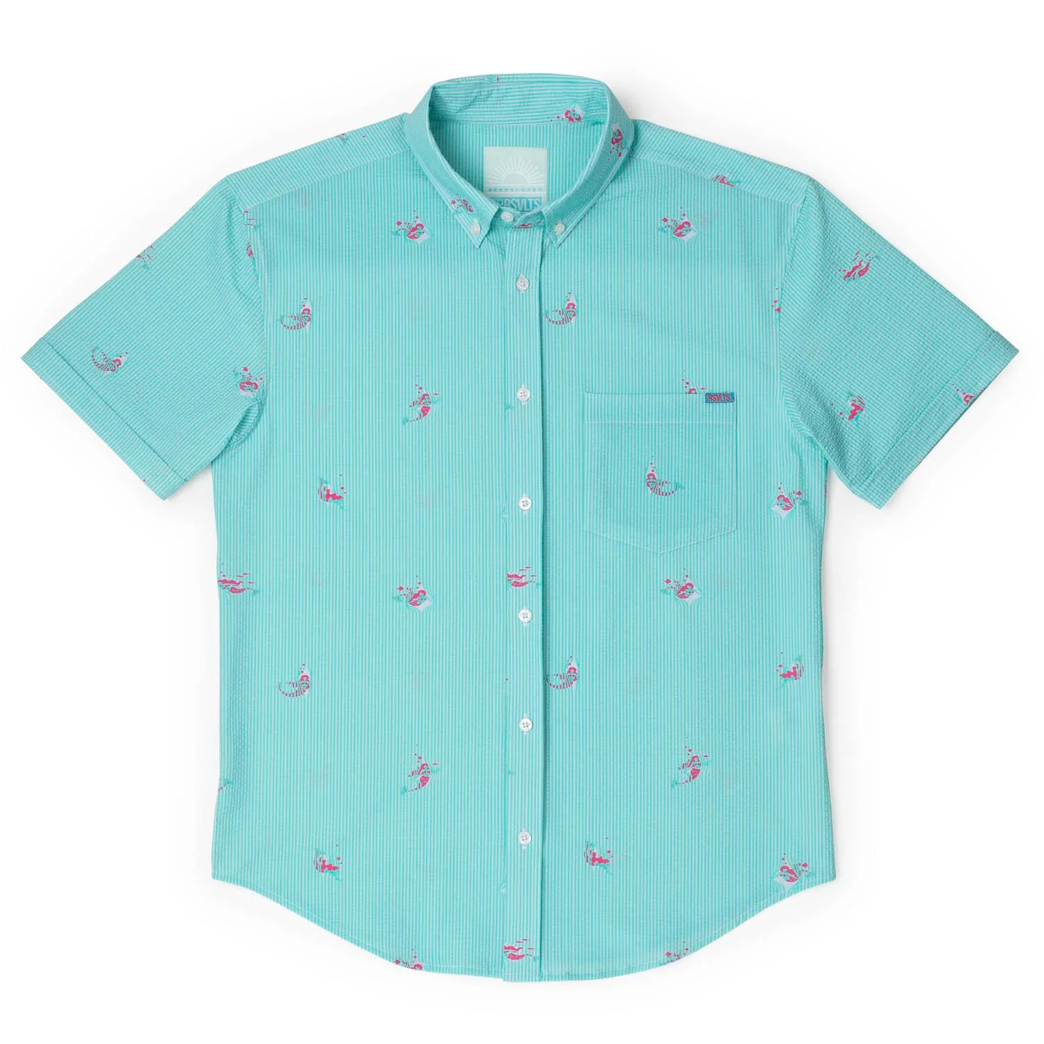Mermaids – Stretch Seersucker Short Sleeve Shirt - Image 5