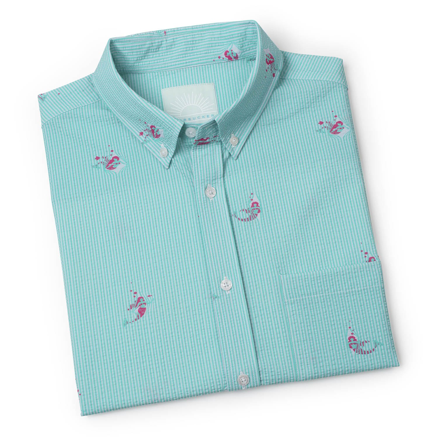 Mermaids – Stretch Seersucker Short Sleeve Shirt - Image 8